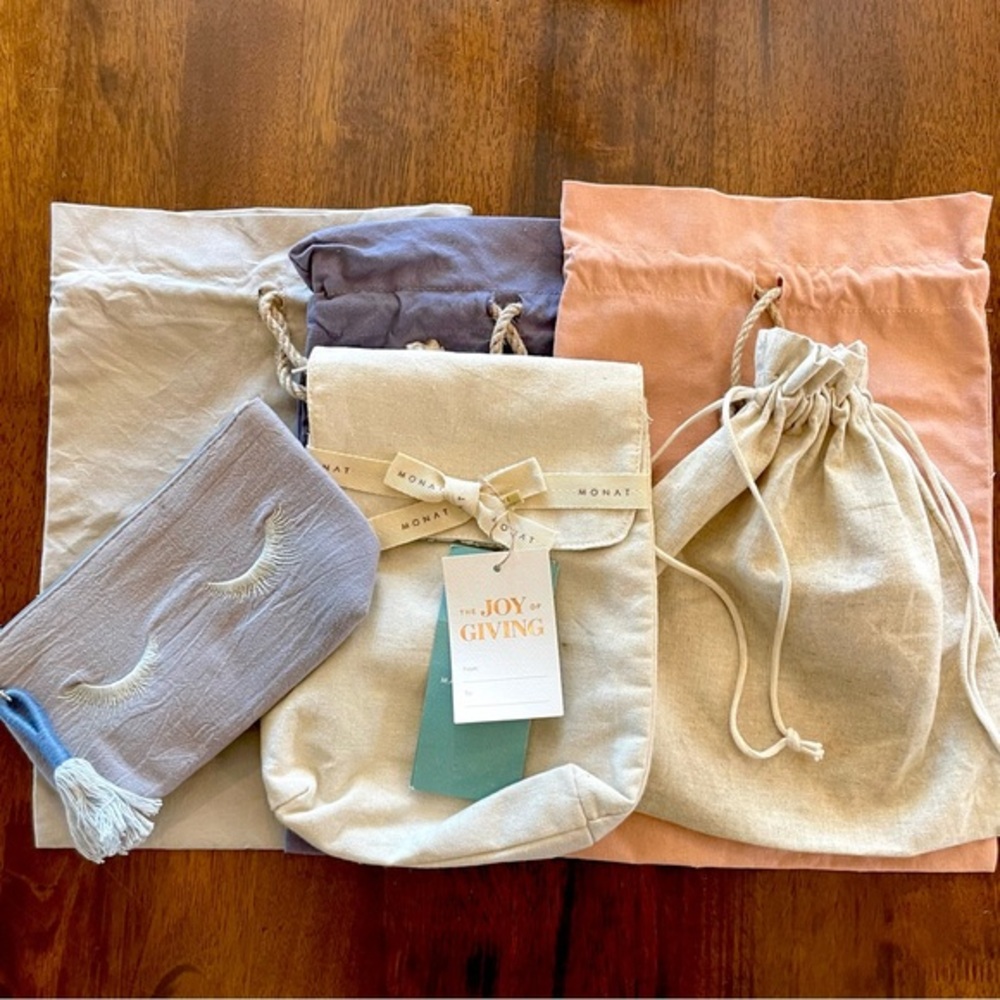 Monat Canvas Travel‎ Makeup Toiletry Bag Lot 6 Pouches Organizer Mixed Size